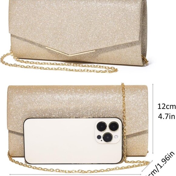 Sequins Clutch Evening Bag Women Small Pouch Crossbody for Wedding Party - Picture 4 of 9